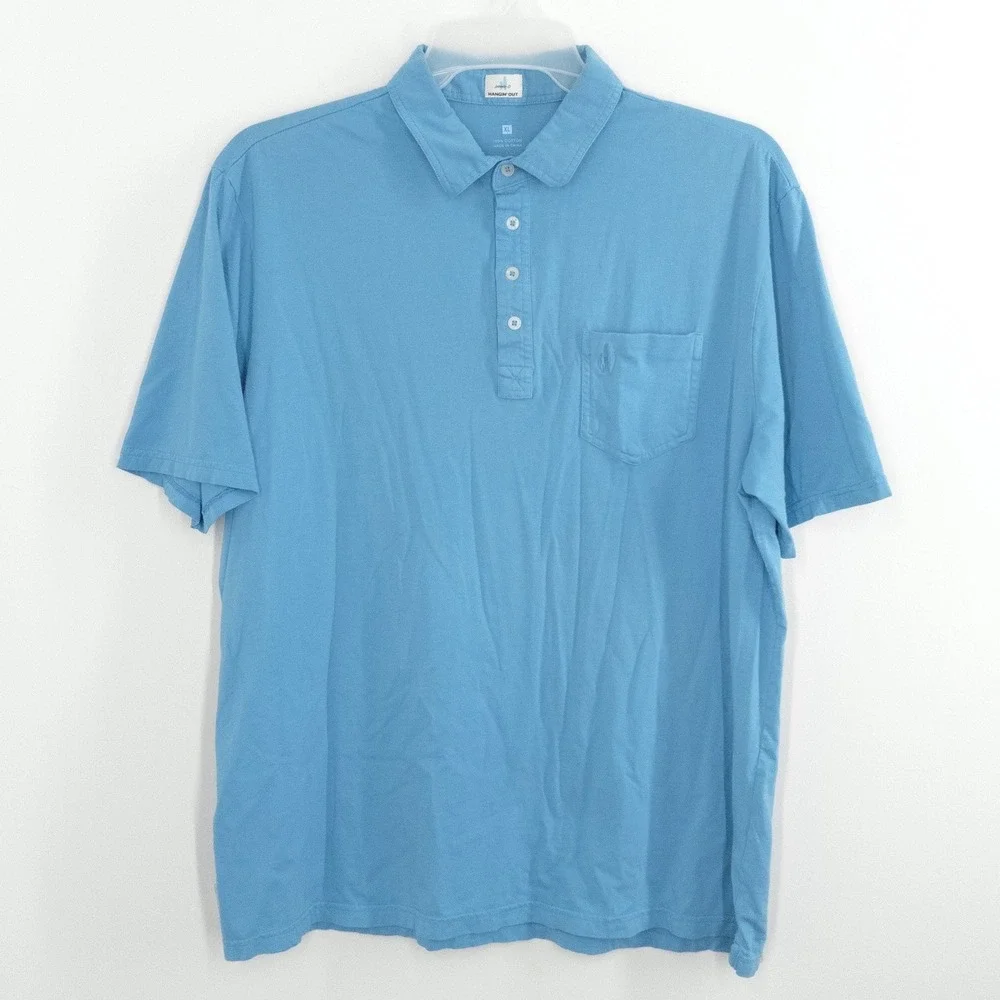 Johnnie-O Hangin' Out Polo Shirt Men's XL Blue 100%‎ Cotton Short Sleeve Pocket